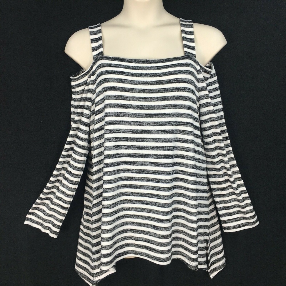INC Black Ivory Cold Shoulder Tunic Top
